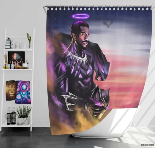 TChalla Triumph Marvel Black Panther Comic Shower Curtain