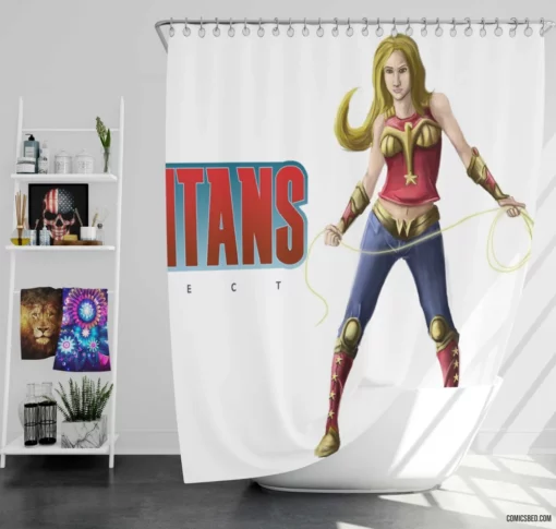 Teen Titans Cassandra Sandsmark Young Heroes Unite Comic Shower Curtain