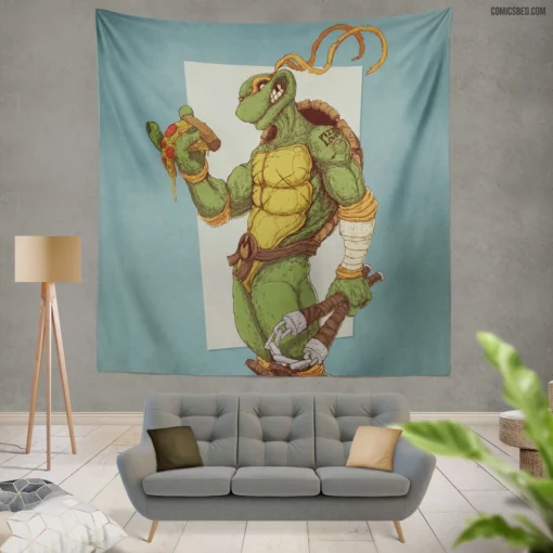 Teenage Mutant Ninja Turtles Michelangelo Heroes in a Half-Shell Comic Wall Tapestry