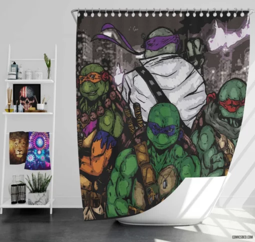 Teenage Mutant Ninja Turtles in a Half-Shell Comic Shower Curtain