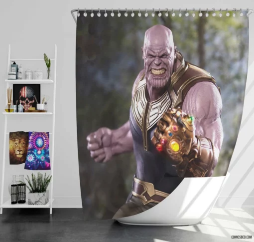 Thanos Infinity Gauntlet Marvel Conqueror Comic Shower Curtain