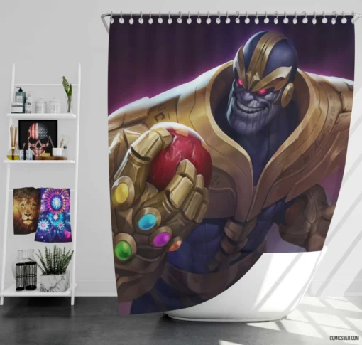 Thanos Infinity Gauntlet Marvel Power Comic Shower Curtain