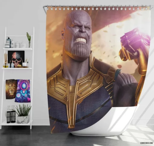 Thanos Marvel Cosmic Conqueror Comic Shower Curtain