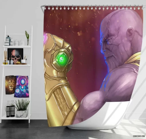 Thanos Marvel Infinity Gauntlet Chronicles Comic Shower Curtain