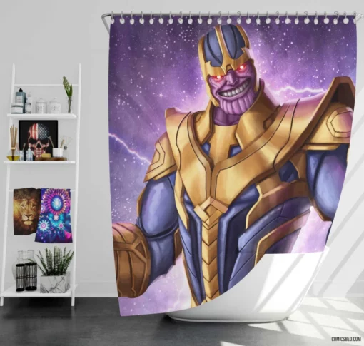 Thanos Marvel Ruthless Conqueror Comic Shower Curtain