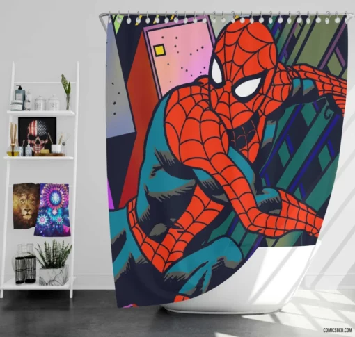 The Astonishing Spider-Man Menace of the Shadows Comic Shower Curtain