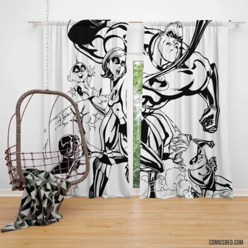 The Incredibles Superhero Family Comic Curtain