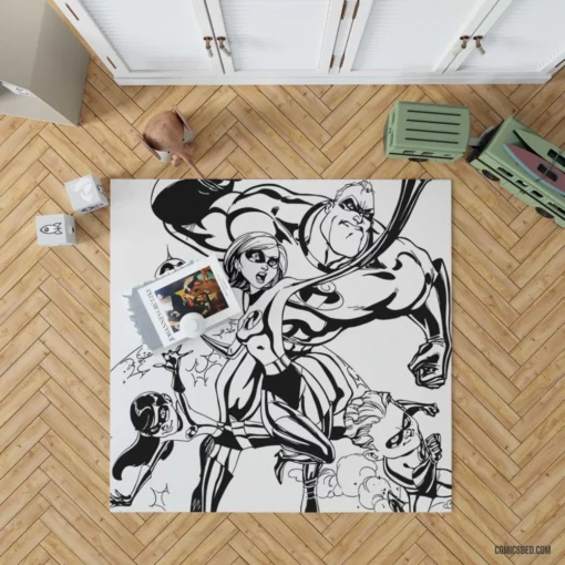 The Incredibles Superhero Family Comic Rug