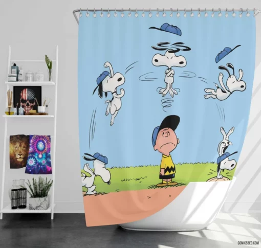 The Peanuts Charlie Brown and Snoopy Comic Shower Curtain