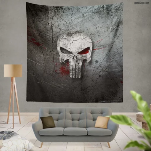 The Punisher Relentless Vigilante Pursuit Comic Wall Tapestry