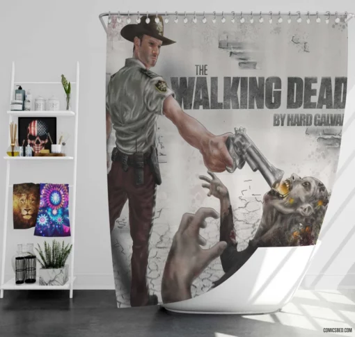 The Walking Dead Survival in Chaos Comic Shower Curtain