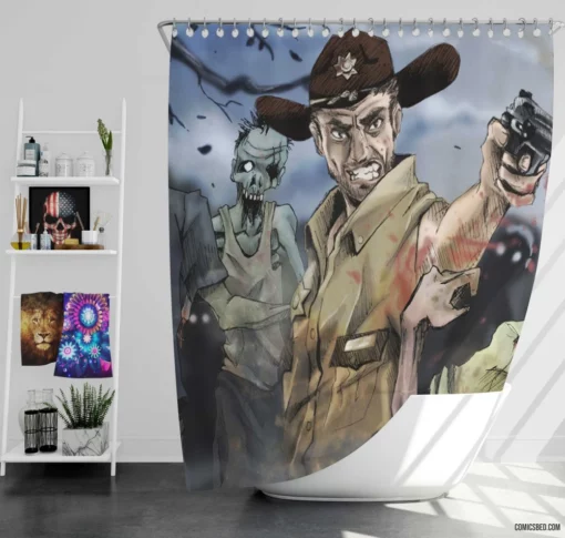 The Walking Dead Undead Adventures Comic Shower Curtain