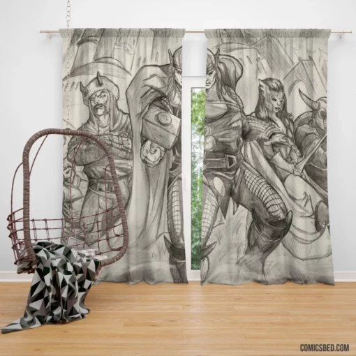 Thor Artwork Asgardian Comic Curtain