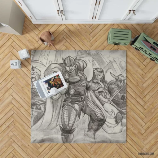 Thor Artwork Asgardian Comic Rug