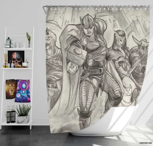 Thor Artwork Asgardian Comic Shower Curtain