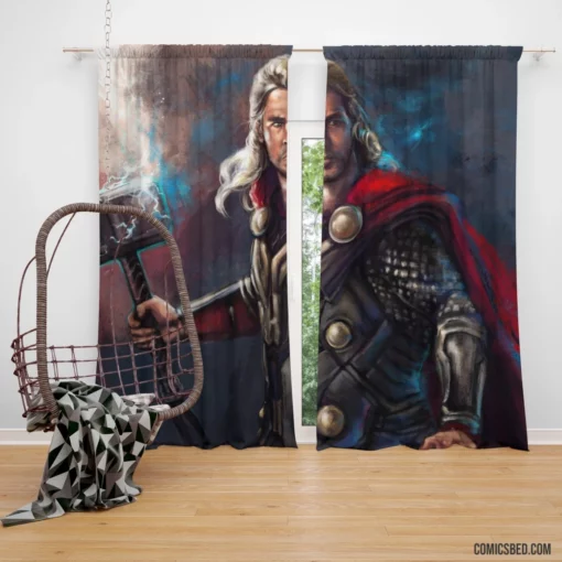 Thor Chris Hemsworth Mighty God Comic Curtain