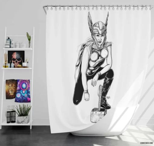 Thor God of Thunder Quest Comic Shower Curtain