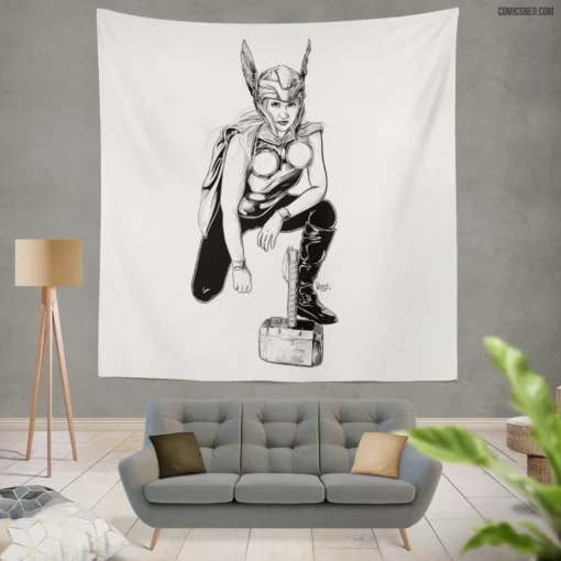 Thor God of Thunder Quest Comic Wall Tapestry