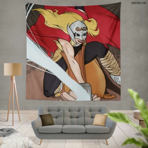 Thor Jane Foster Goddess Unleashed Comic Wall Tapestry