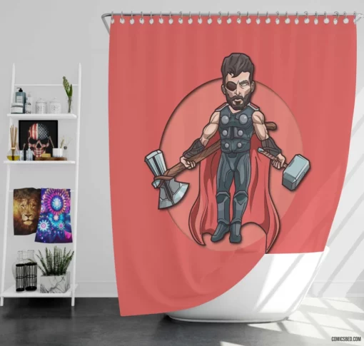 Thor Minimalist Marvel God of Thunder Comic Shower Curtain