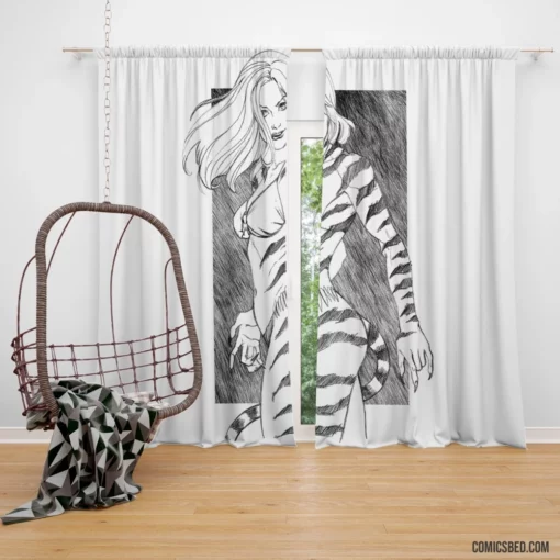 Tigra Cat Adventure Comic Curtain