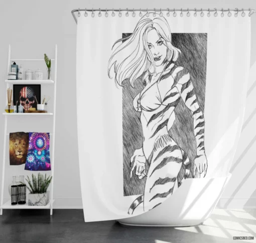 Tigra Cat Adventure Comic Shower Curtain