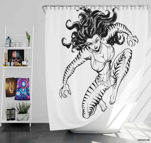 Tigra Feline Fury Comic Shower Curtain