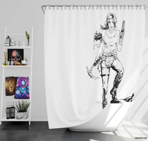 Tomb Raider Adventurous Lara Croft Comic Shower Curtain