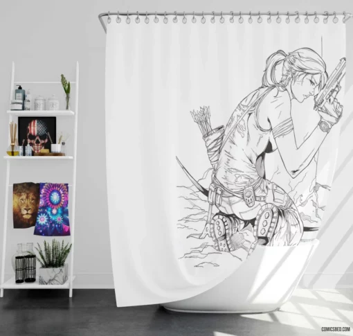 Tomb Raider Relic Quest Comic Shower Curtain