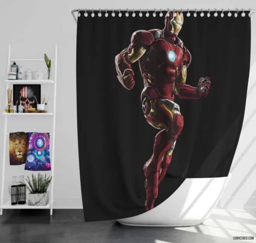 Tony Stark Iron Man Armored Avenger Comic Shower Curtain