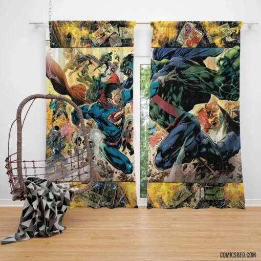 Trinity War Heroes & Villains Comic Curtain