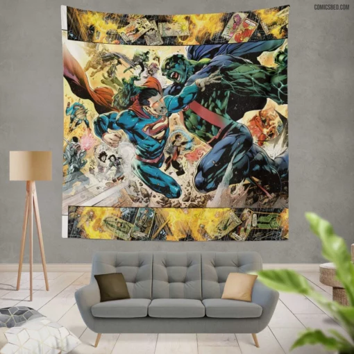 Trinity War Heroes & Villains Comic Wall Tapestry