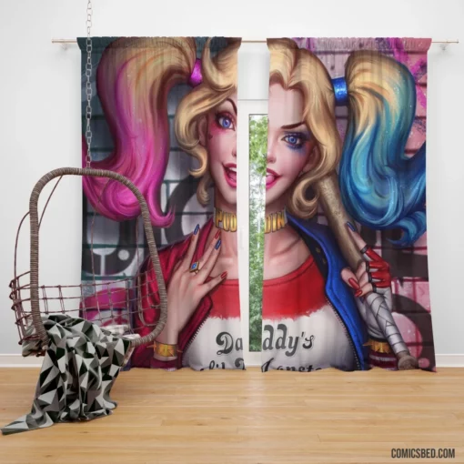 Twintailed Jester DC Harley Quinn Chronicles Comic Curtain