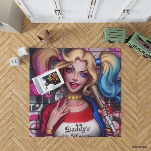 Twintailed Jester DC Harley Quinn Chronicles Comic Rug