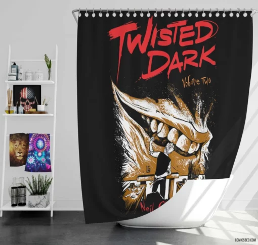 Twisted Dark Eerie and Unsettling Comic Shower Curtain