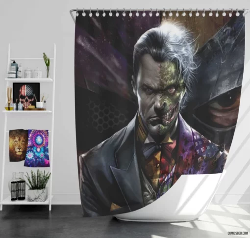 Two-Face Deathstroke DC Duo Comic Shower Curtain