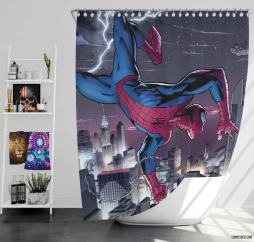 Ultimate Spider-Man Earth 1610 Marvel Web-Slinger Comic Shower Curtain