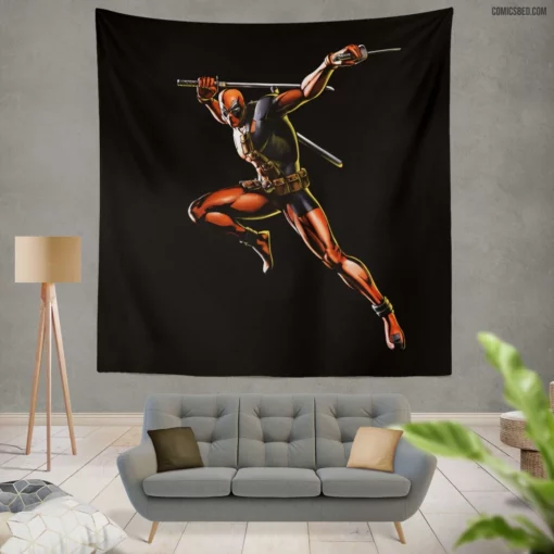 Unfiltered Deadpool Marvel Merc Unleashed Comic Wall Tapestry