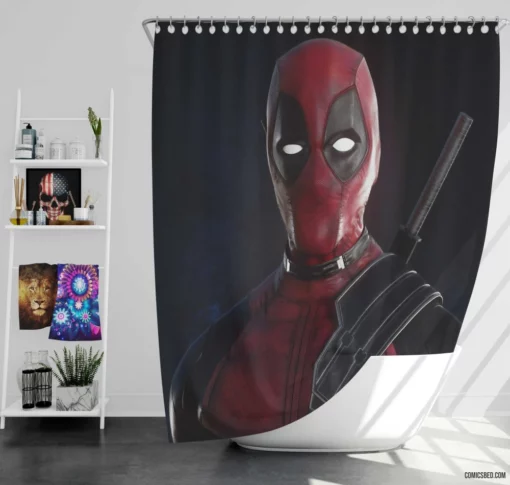 Unpredictable Deadpool Marvel Mouthy Merc Comic Shower Curtain