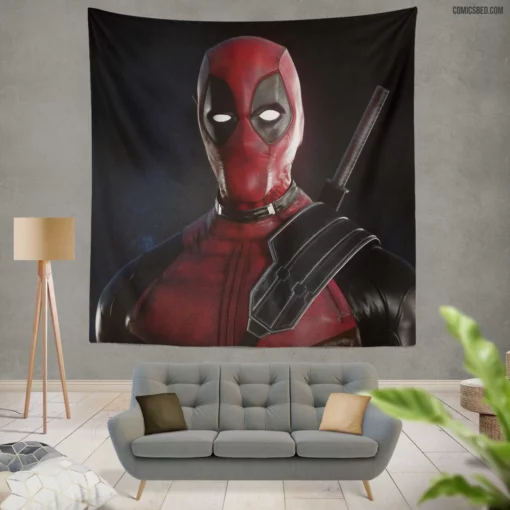 Unpredictable Deadpool Marvel Mouthy Merc Comic Wall Tapestry