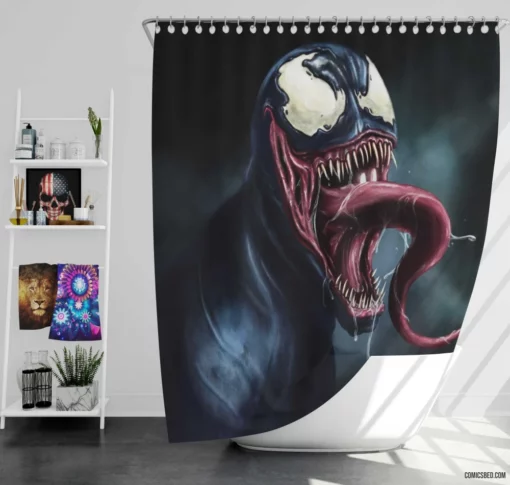 Venom Creepy Dark Legend Comic Shower Curtain