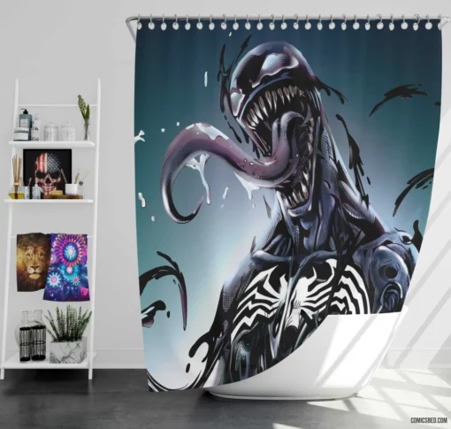 Venom DC Dark Symbiote Comic Shower Curtain