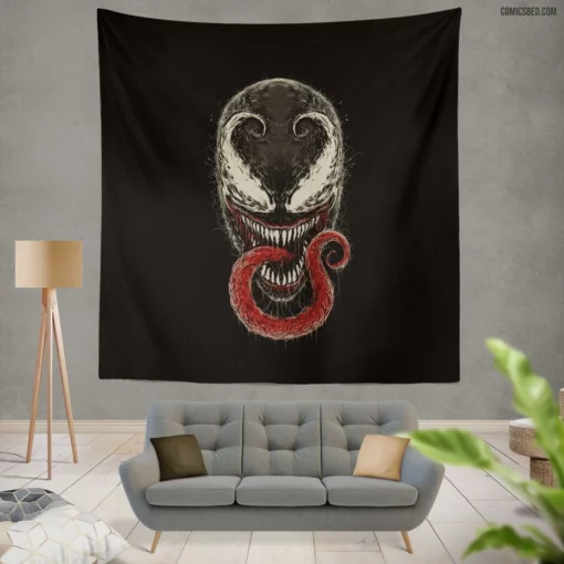 Venom Dark Marvel Chronicles Comic Wall Tapestry