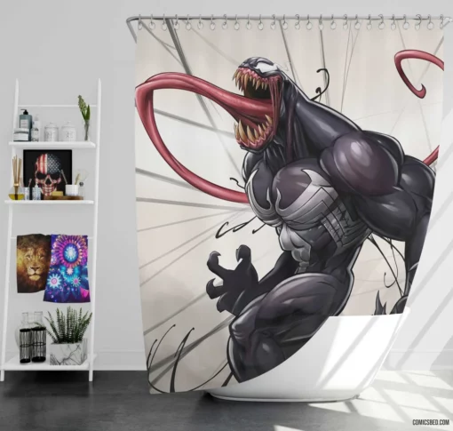 Venom Marvel Dark Antihero Comic Shower Curtain