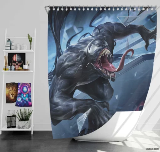 Venom Marvel Dark Entity Comic Shower Curtain