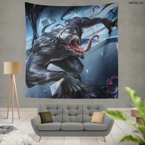 Venom Marvel Dark Entity Comic Wall Tapestry