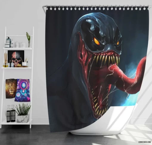 Venom Marvel Enigmatic Antagonist Comic Shower Curtain