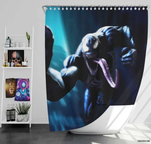 Venom Marvel Enigmatic Entity Comic Shower Curtain