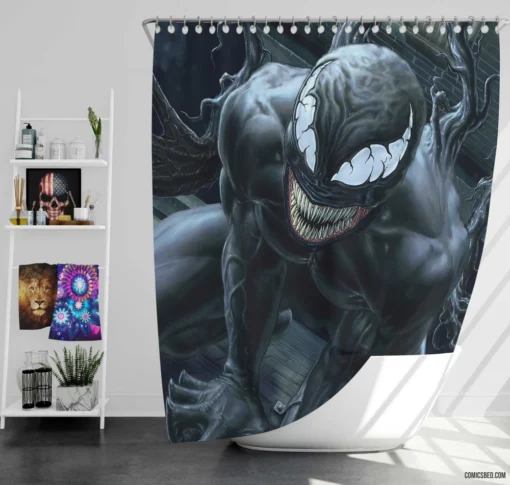 Venom Marvel Lethal Symbiote Adventures Comic Shower Curtain