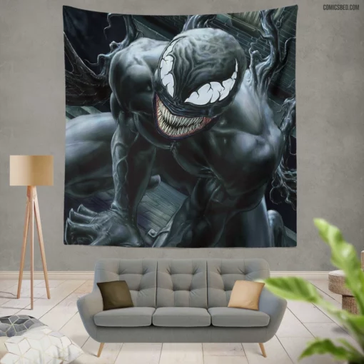 Venom Marvel Lethal Symbiote Adventures Comic Wall Tapestry